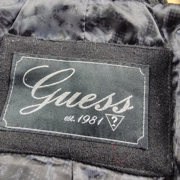 GUESS Wool Jacket S  Black Long Sleeve Zip/Toggle/Snap Closure Removable Hood - Picture 9 of 10